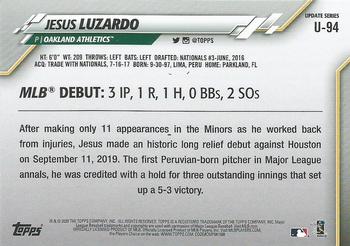 2020 Topps Update #U-94 Jesus Luzardo Back