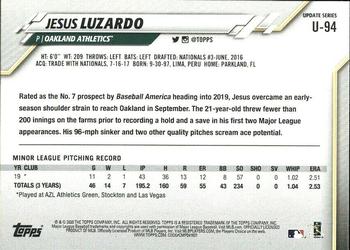 2020 Topps Update #U-94 Jesus Luzardo Back