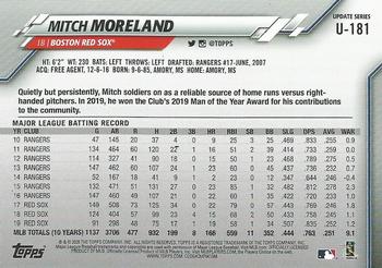 2020 Topps Update #U-181 Mitch Moreland Back