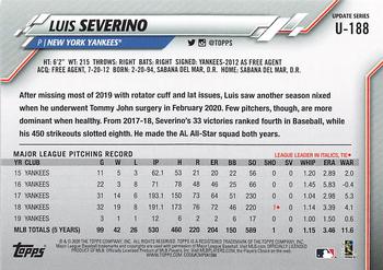 2020 Topps Update #U-188 Luis Severino Back