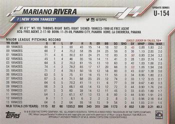 2020 Topps Update #U-154 Mariano Rivera Back