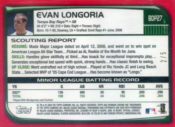 2008 Bowman Draft Picks & Prospects - Chrome Red Refractors #BDP27b Evan Longoria Back