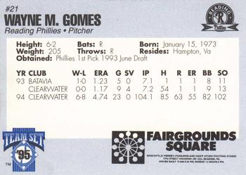 1995 Reading Phillies #NNO Wayne Gomes Back