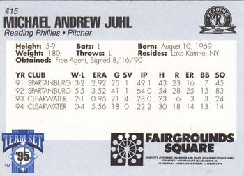 1995 Reading Phillies #NNO Michael Juhl Back
