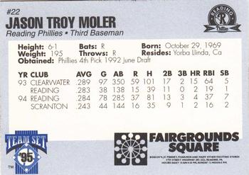 1995 Reading Phillies #NNO Jason Moler Back