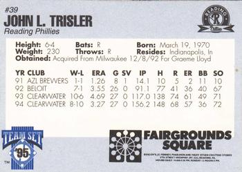 1995 Reading Phillies #NNO John Trisler Back
