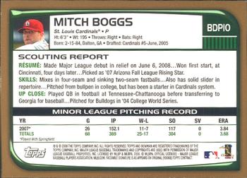 2008 Bowman Draft Picks & Prospects - Gold #BDP10 Mitch Boggs Back