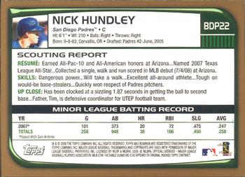 2008 Bowman Draft Picks & Prospects - Gold #BDP22 Nick Hundley  Back