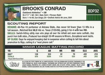 2008 Bowman Draft Picks & Prospects - Gold #BDP32 Brooks Conrad  Back