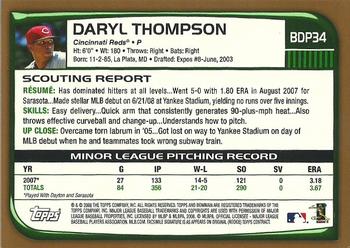 2008 Bowman Draft Picks & Prospects - Gold #BDP34 Daryl Thompson  Back
