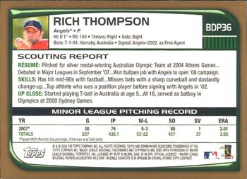 2008 Bowman Draft Picks & Prospects - Gold #BDP36 Rich Thompson  Back