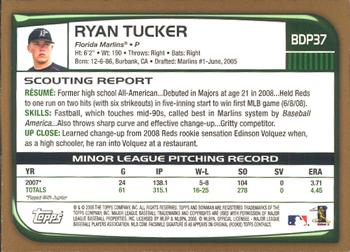 2008 Bowman Draft Picks & Prospects - Gold #BDP37 Ryan Tucker  Back
