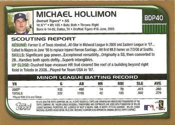 2008 Bowman Draft Picks & Prospects - Gold #BDP40 Michael Hollimon  Back