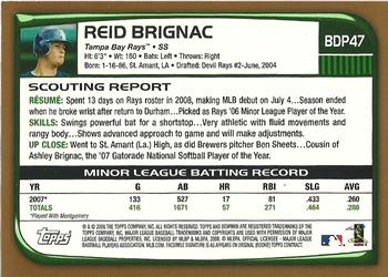 2008 Bowman Draft Picks & Prospects - Gold #BDP47 Reid Brignac  Back