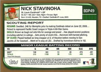 2008 Bowman Draft Picks & Prospects - Gold #BDP49 Nick Stavinoha  Back