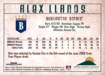 2010 Grandstand Appalachian League Top Prospects #NNO Alex Llanos Back