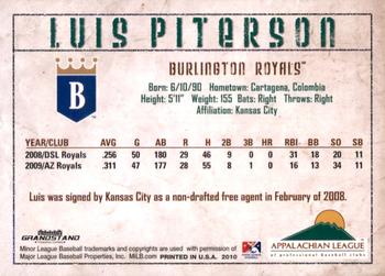 2010 Grandstand Appalachian League Top Prospects #NNO Luis Piterson Back