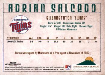 2010 Grandstand Appalachian League Top Prospects #NNO Adrian Salcedo Back