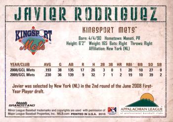 2010 Grandstand Appalachian League Top Prospects #NNO Javier Rodriguez Back