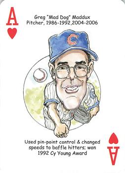 2008 Hero Decks Chicago Cubs Baseball Heroes Playing Cards #A♥️ Greg Maddux Front