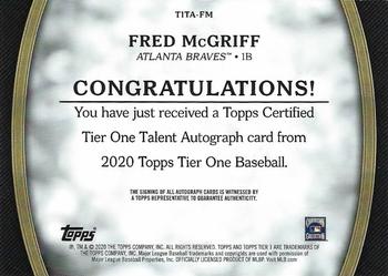 2020 Topps Tier One - Tier One Talent Autographs Gold Ink #T1TA-FM Fred McGriff Back