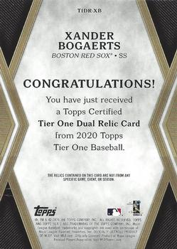 2020 Topps Tier One - Tier One Relics Dual Patch #T1DR-XB Xander Bogaerts Back