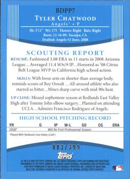 2008 Bowman Draft Picks & Prospects - Prospects Blue #BDPP7 Tyler Chatwood Back