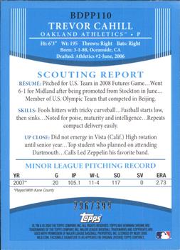 2008 Bowman Draft Picks & Prospects - Prospects Blue #BDPP110 Trevor Cahill Back