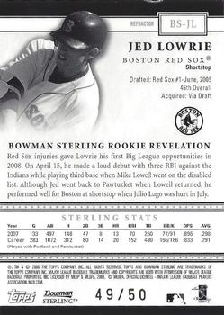 2008 Bowman Sterling - Gold Refractors #BS-JLa Jed Lowrie Back