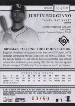 2008 Bowman Sterling - Gold Refractors #BS-JMR Justin Ruggiano Back