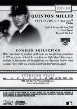 2008 Bowman Sterling - Prospects #BSP-QM Quinton Miller Back