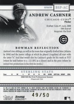 2008 Bowman Sterling - Prospects Gold Refractors #BSP-AC2 Andrew Cashner Back