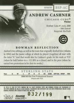 2008 Bowman Sterling - Prospects Refractors #BSP-AC2 Andrew Cashner Back