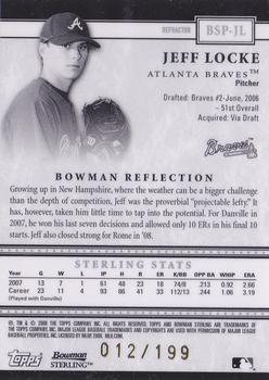 2008 Bowman Sterling - Prospects Refractors #BSP-JL Jeff Locke Back