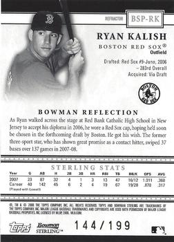 2008 Bowman Sterling - Prospects Refractors #BSP-RK Ryan Kalish Back