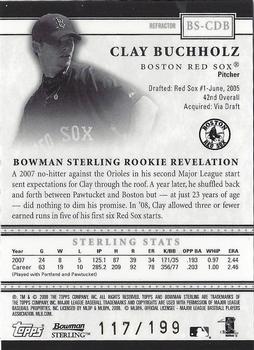 2008 Bowman Sterling - Refractors #BS-CDB Clay Buchholz Back