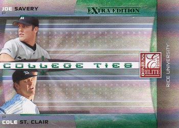 2008 Donruss Elite Extra Edition - College Ties Green #CTC-31 Joe Savery / Cole St. Clair Front