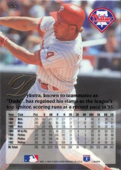 1993 Flair #99 Lenny Dykstra Back