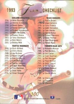 1993 Flair #300 Checklist: 212-300 Back