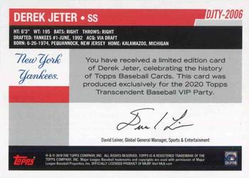 2019 Topps Transcendent Collection - Derek Jeter Through the Years #DJTY-2006 Derek Jeter Back