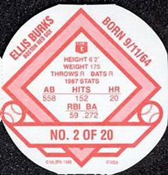 1988 Key Food Iced Tea Discs #2 Ellis Burks Back