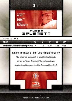 2008 Donruss Elite Extra Edition - Signature Turn of the Century #31 Tyson Brummett Back