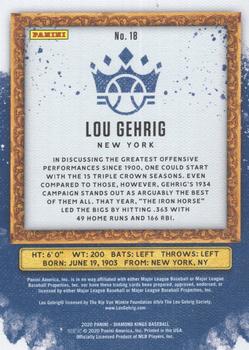 2020 Panini Diamond Kings - Artist's Proof Blue #18 Lou Gehrig Back