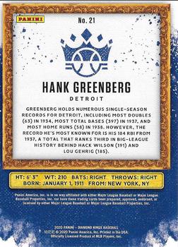 2020 Panini Diamond Kings - Artist's Proof Blue #21 Hank Greenberg Back