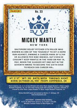 2020 Panini Diamond Kings - Artist's Proof Blue #33 Mickey Mantle Back