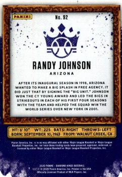 2020 Panini Diamond Kings - Artist's Proof Blue #92 Randy Johnson Back