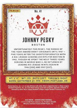 2020 Panini Diamond Kings - Artist's Proof Gold #41 Johnny Pesky Back