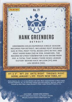 2020 Panini Diamond Kings - Framed Gray #21 Hank Greenberg Back