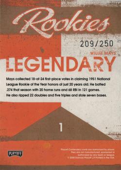 2008 Playoff Contenders - Legendary Rookies Gold #1 Willie Mays Back