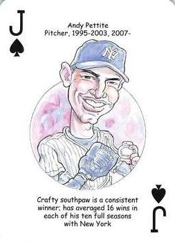 2008 Hero Decks New York Yankees Baseball Heroes Playing Cards (4th Edition) #J♠ Andy Pettitte Front